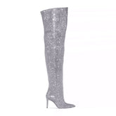 Diamante Stiletto Heel Over The Knee Boots - 8.5cm
