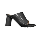 Leather Block Heel Mules Sandals