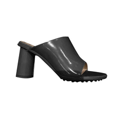 Leather Block Heel Mules Sandals