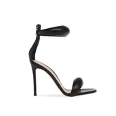 Ankle Strap Leather Stiletto High Heel Sandals - 9