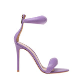 Ankle Strap Leather Stiletto High Heel Sandals - 9