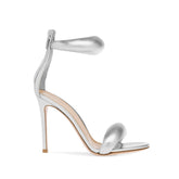Ankle Strap Leather Stiletto High Heel Sandals - 9