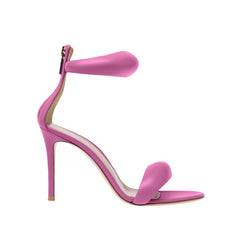 Ankle Strap Leather Stiletto Mid Heel Sandals - 7.