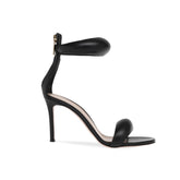 Ankle Strap Leather Stiletto Mid Heel Sandals - 7.