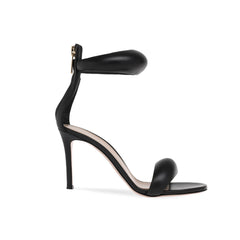 Ankle Strap Leather Stiletto Mid Heel Sandals - 7.