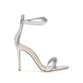 Ankle Strap Leather Stiletto Mid Heel Sandals - 7.