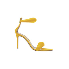 Ankle Strap Leather Stiletto Mid Heel Sandals - 7.