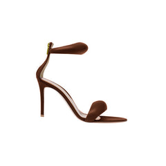 Ankle Strap Leather Stiletto Mid Heel Sandals - 7.