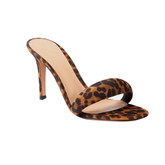 Printed Stiletto Mid Heel Mules Sandals - 7.5 cm