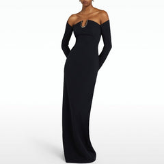 Off-Shoulder Maxi Evening Dress Gown