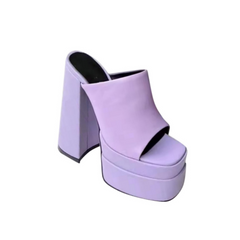 Block Heel Platform Mules Sandals