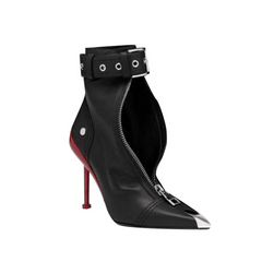 Buckled High Heel Ankle Boots