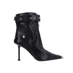 Buckled High Heel Ankle Boots