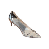 Diamante PVC Mid Heel Pumps