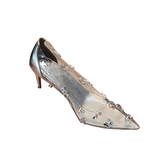 Diamante PVC Mid Heel Pumps