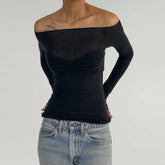 Off-Shoulder See-Through Top