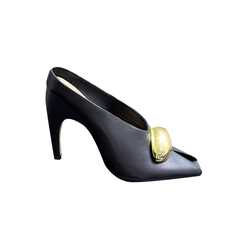 Metal Embellished Peep Toe Mules Sandals