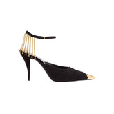 Metal Plated Chain Embellished High Heel Sandals -