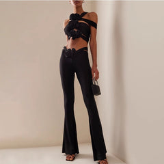 Flower Cami Top And Flared Pants