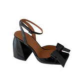 Bow Embellished Block High Heel Sandals