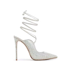 Diamante Lace Up High Heel Sandals