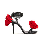 Flower Lace Up High Heel Sandals