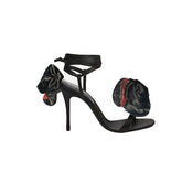 Flower Lace Up High Heel Sandals