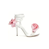 Flower Lace Up High Heel Sandals