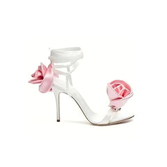 Flower Lace Up High Heel Sandals