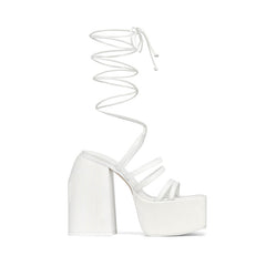 Lace Up Block Heel Platform Sandals
