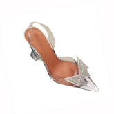 Diamante Butterfly PVC Mid Heel Sandals - 7cm
