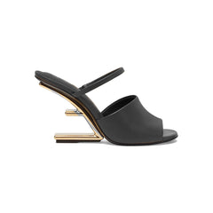 Leather Sculptured Heel Sandals