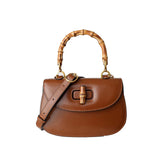 Bamboo Lock Leather Tote Bag - Small