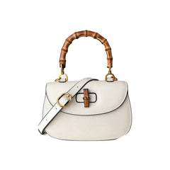 Bamboo Lock Leather Tote Bag - Small