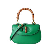 Bamboo Lock Leather Tote Bag - Large