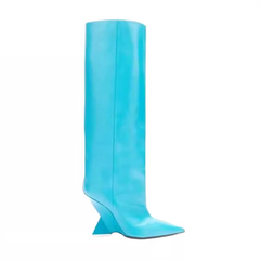 Sculptured Heel Knee High Boots