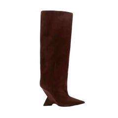 Sculptured Heel Knee High Boots