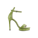 Checkered Plaid Platform Leather High Heel Sandals