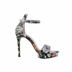 Printed Platform Leather High Heel Sandals - 10cm