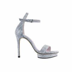 Striped Platform Leather High Heel Sandals - 10cm