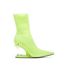 Sculptured Wedged Heel Ankle Boots