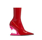 Sculptured Wedged Heel Ankle Boots