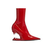 Sculptured Wedged Heel Ankle Boots