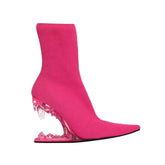 Sculptured Wedged Heel Ankle Boots