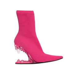 Sculptured Wedged Heel Ankle Boots