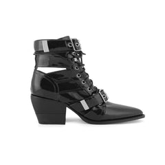 Cut Out Patent Leather Biker Ankle Western Cowboy