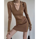 Cut Out Knitwear Mini Dress