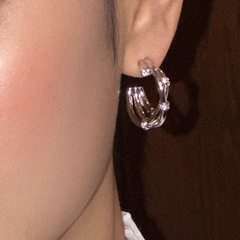 Diamante Ring Earrings - Pair