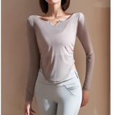 Yoga Pilates Asymmetric Hem Fitted Fitness Top