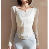 Yoga Pilates Asymmetric Hem Fitted Fitness Top